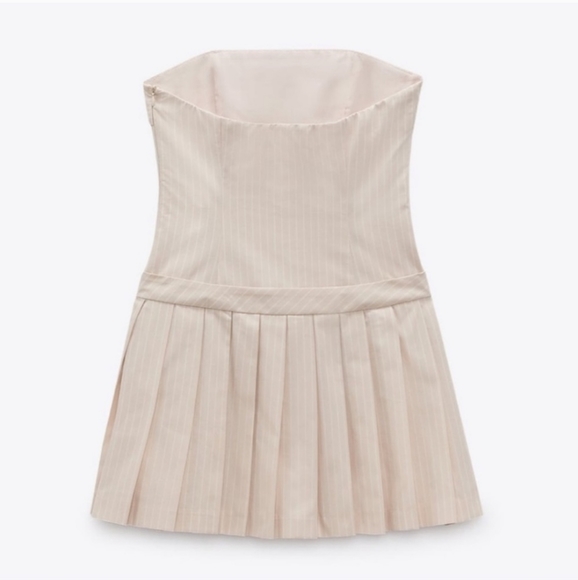 Zara pleated striped strapless dress size L - Picture 7 of 10